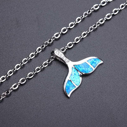 Opal Mermaid Tail Necklace - Floral Fawna