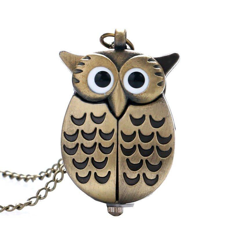 Owl Pocket Watch Long Necklace - Floral Fawna