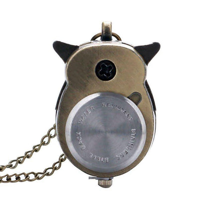 Owl Pocket Watch Long Necklace - Floral Fawna