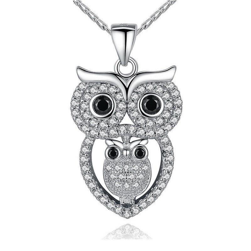 Owl White Gold Plated Necklace - Floral Fawna