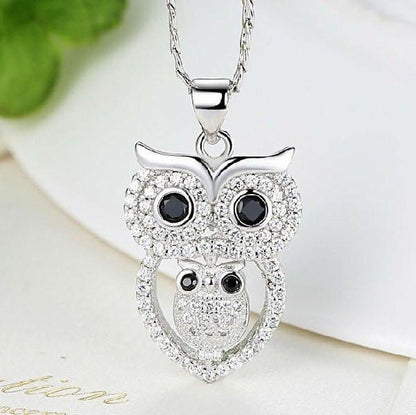 Owl White Gold Plated Necklace - Floral Fawna