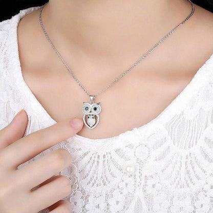 Owl White Gold Plated Necklace - Floral Fawna