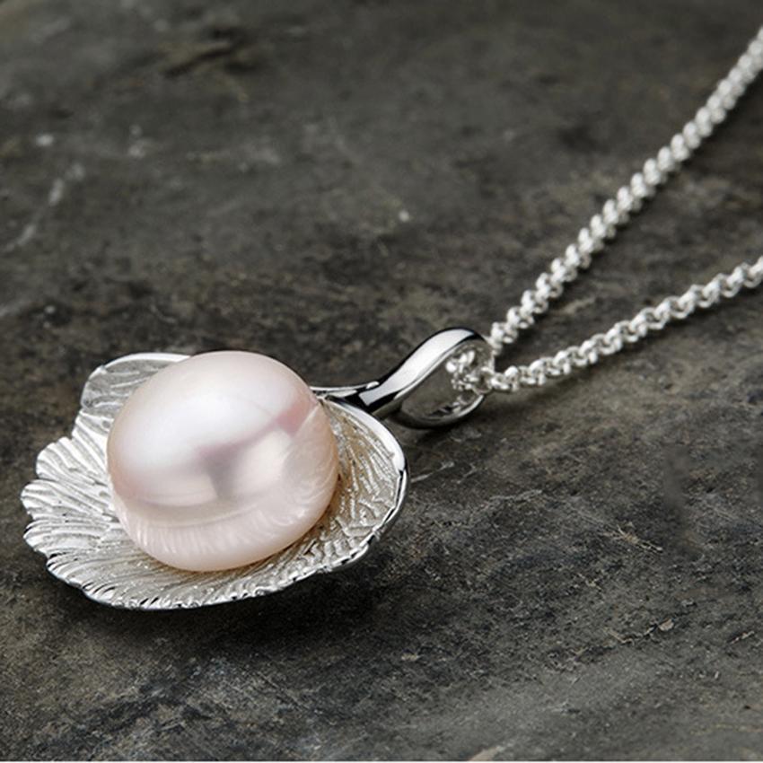 Pearl In Ginkgo Leaf Sterling Silver Necklace - Floral Fawna