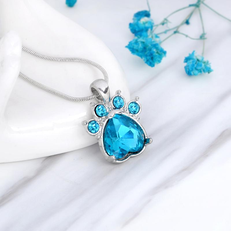 Personalized Paw Birthstone Necklace - Floral Fawna