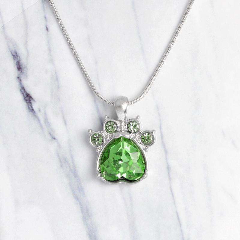 Personalized Paw Birthstone Necklace - Floral Fawna