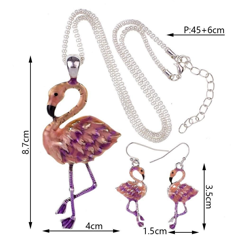 Pink Flamingos Necklace &amp; Earrings Set - Floral Fawna