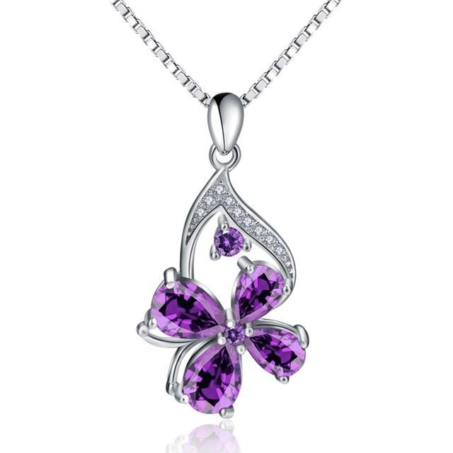 Purple Goddess Silver Necklace - Floral Fawna