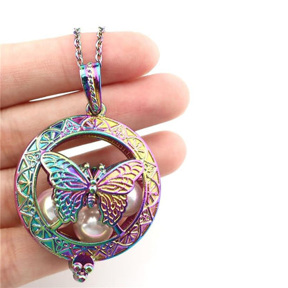 Rainbow Butterfly Essential Oil Diffuser Necklace - Floral Fawna