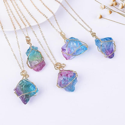 Rainbow Crystal Stone Necklace - Floral Fawna