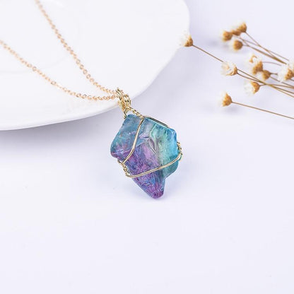 Rainbow Crystal Stone Necklace - Floral Fawna