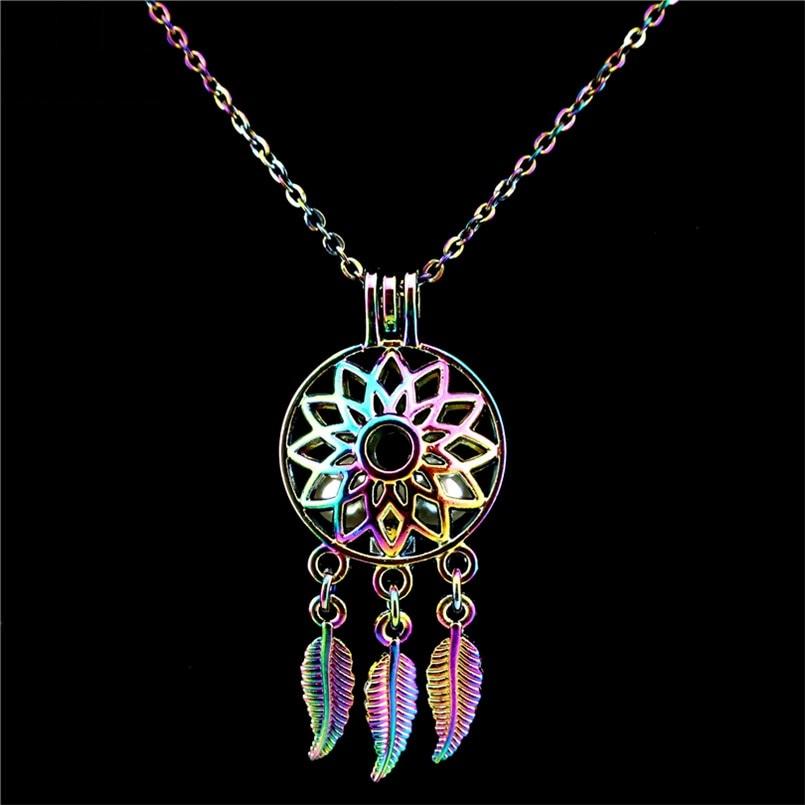 Rainbow Dream Catcher Essential Oil Diffuser Necklace - Floral Fawna