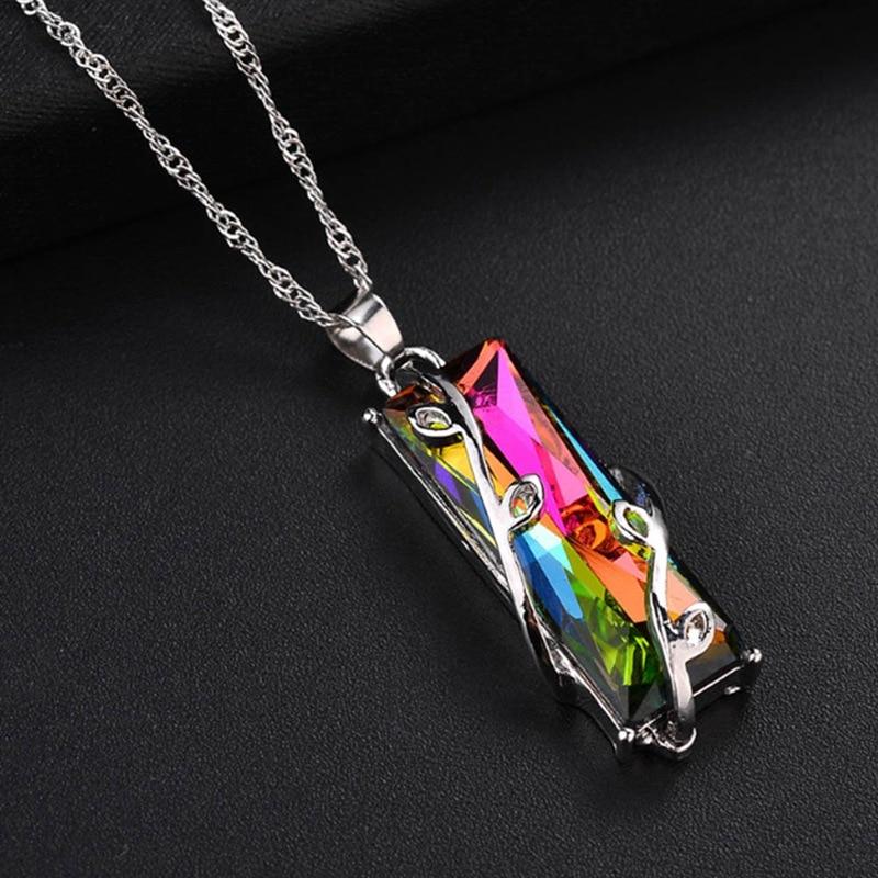 Rainbow Glass Leaves Necklace - Floral Fawna