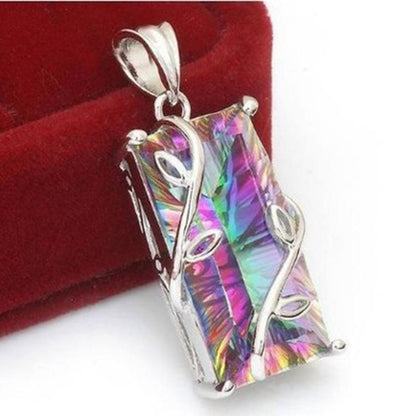 Rainbow Glass Leaves Necklace - Floral Fawna