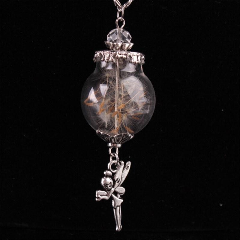 Real Dandelion Seeds Orb Necklace With a Charm - Floral Fawna