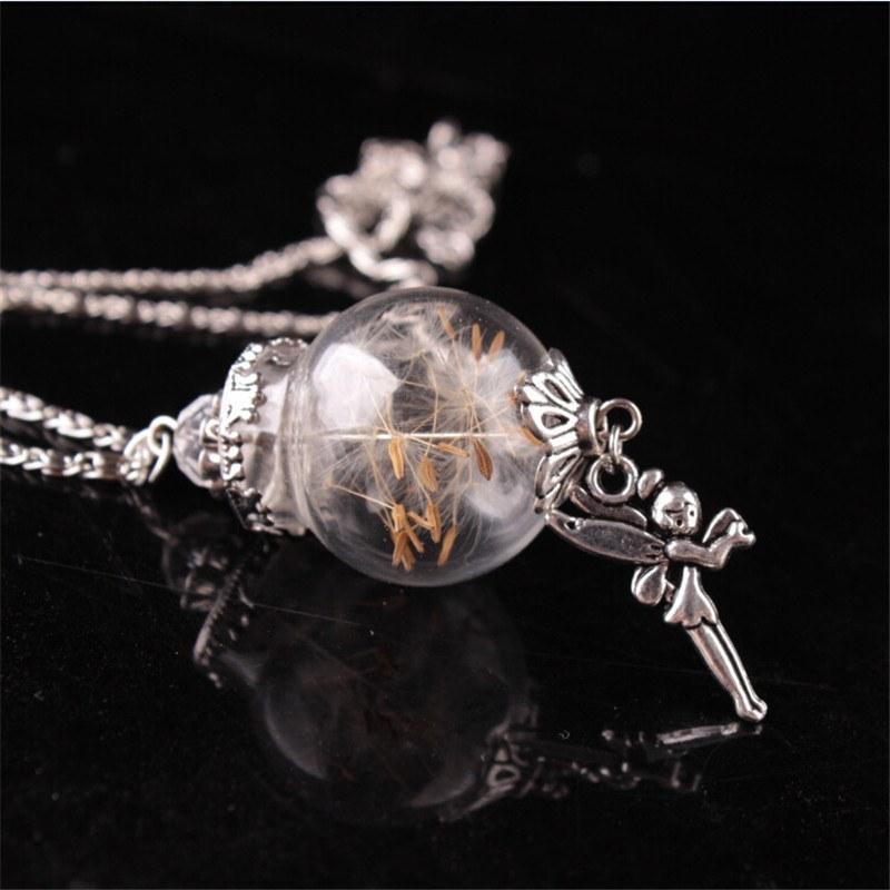 Real Dandelion Seeds Orb Necklace With a Charm - Floral Fawna