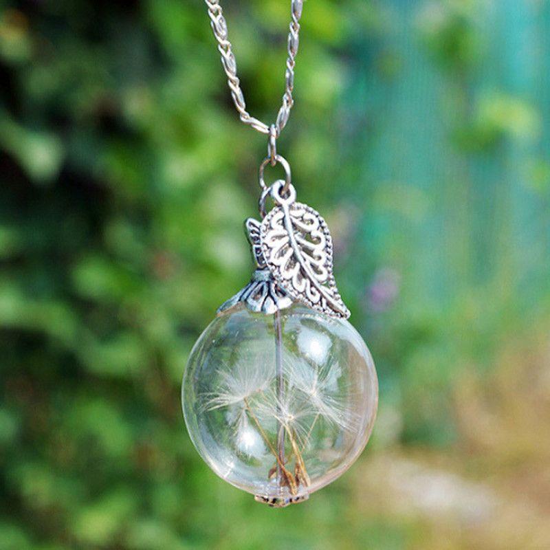 Real Dandelion Seeds Orb Necklace With a Charm - Floral Fawna