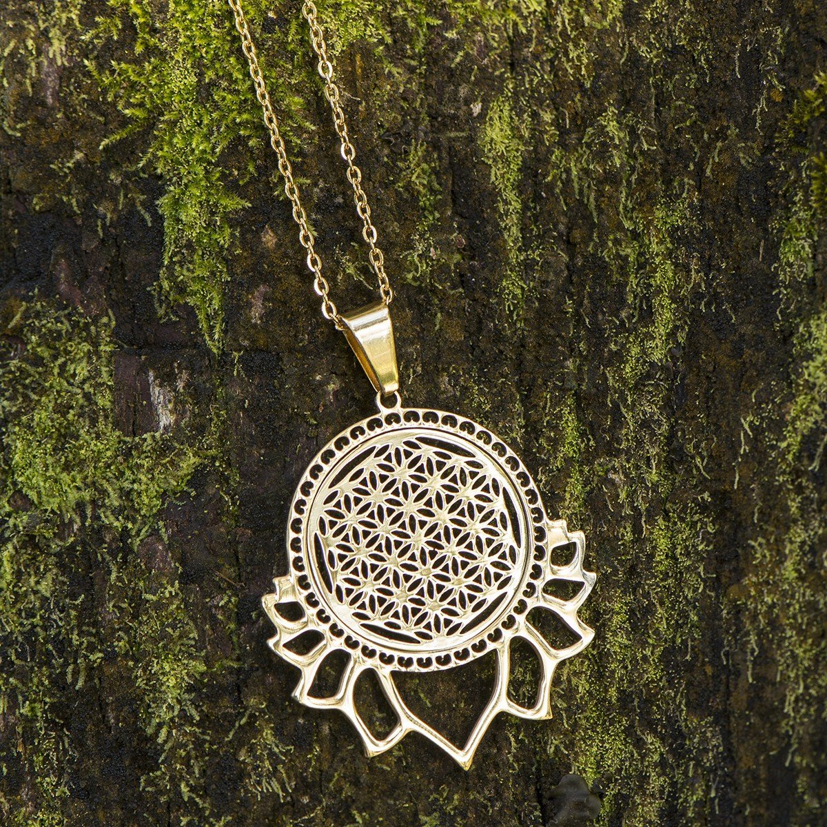 Sacred Geometry Lotus Flower Of Life Necklace - Floral Fawna