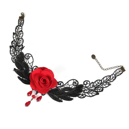 Sensual Rose Lace Choker Necklace - Floral Fawna