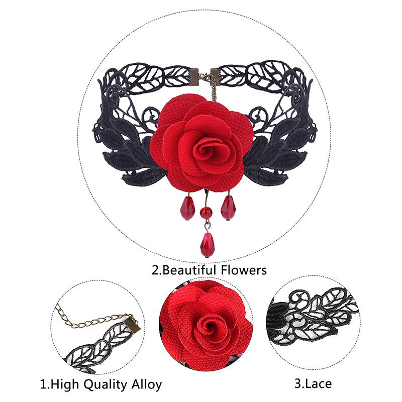 Sensual Rose Lace Choker Necklace - Floral Fawna