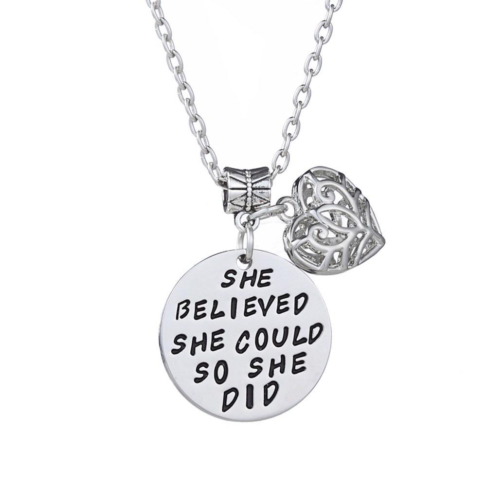 She Believed Inspirational Necklace - Floral Fawna