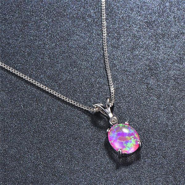 Silver Filled Fire Opal Necklace - Floral Fawna