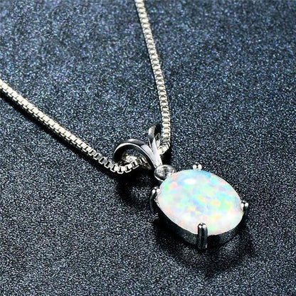 Silver Filled Fire Opal Necklace - Floral Fawna