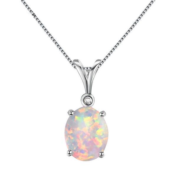 Silver Filled Fire Opal Necklace - Floral Fawna