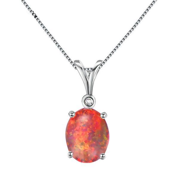 Silver Filled Fire Opal Necklace - Floral Fawna