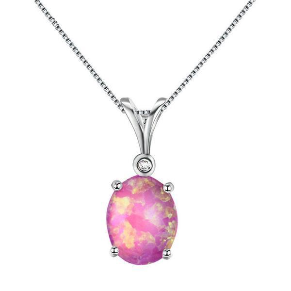 Silver Filled Fire Opal Necklace - Floral Fawna