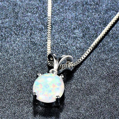 Silver Filled Fire Opal Necklace - Floral Fawna