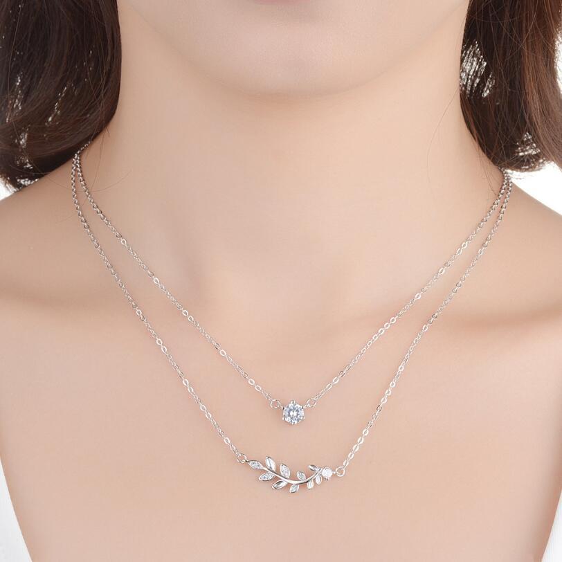 Sparkling Leaf Silver Necklace - Floral Fawna