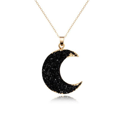 Sparkling Moon Druzy Necklace - Floral Fawna