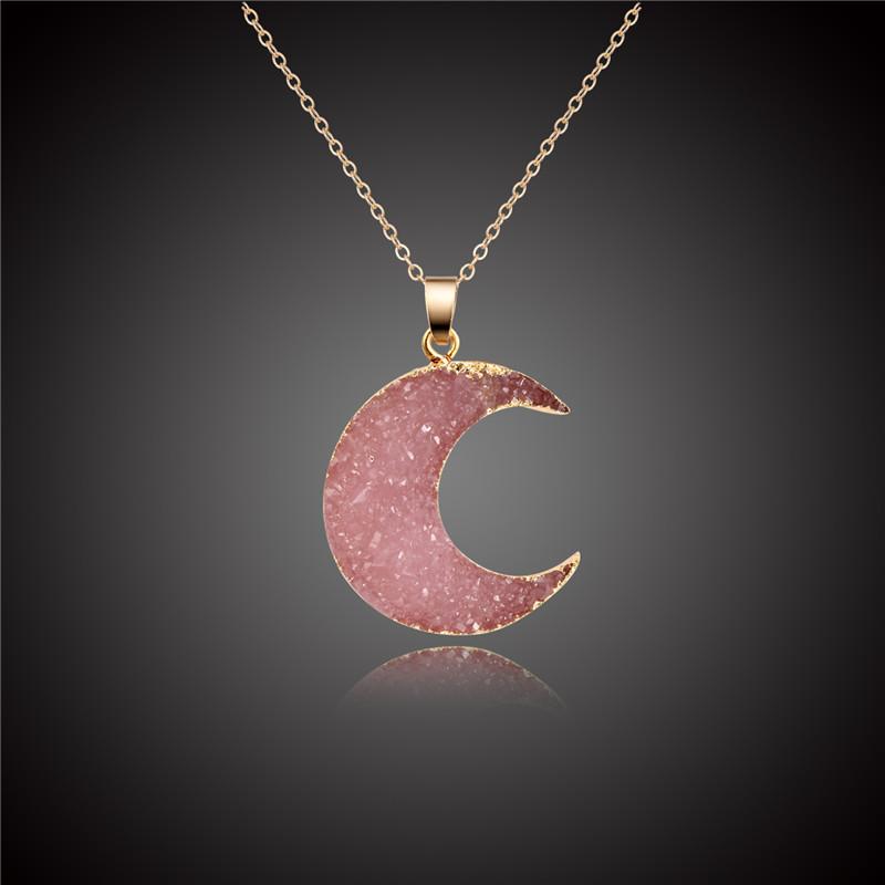 Sparkling Moon Druzy Necklace - Floral Fawna