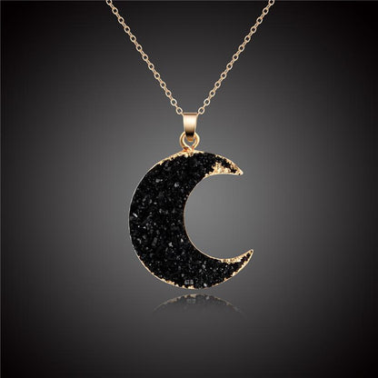 Sparkling Moon Druzy Necklace - Floral Fawna