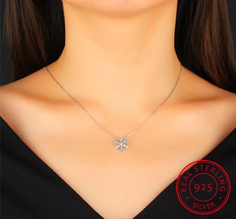 Sparkling Snowflake Opal Silver Necklace - Floral Fawna