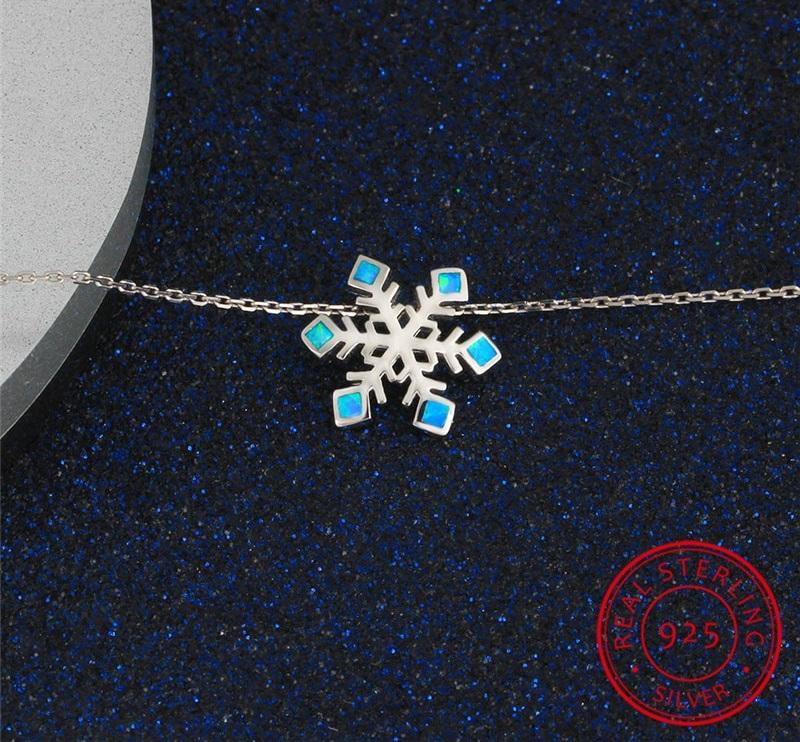 Sparkling Snowflake Opal Silver Necklace - Floral Fawna