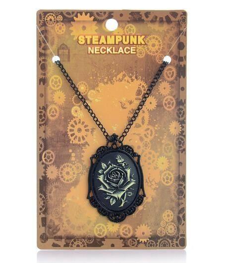 Steampunk Gothic Rose Necklace - Floral Fawna