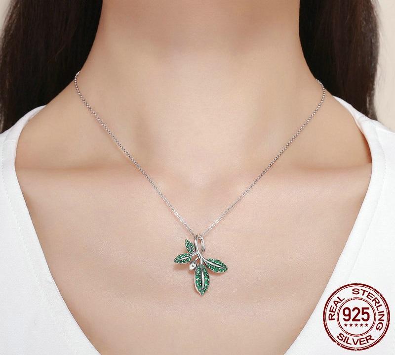 Summer Tree Leaves Sterling Silver Necklace - Floral Fawna