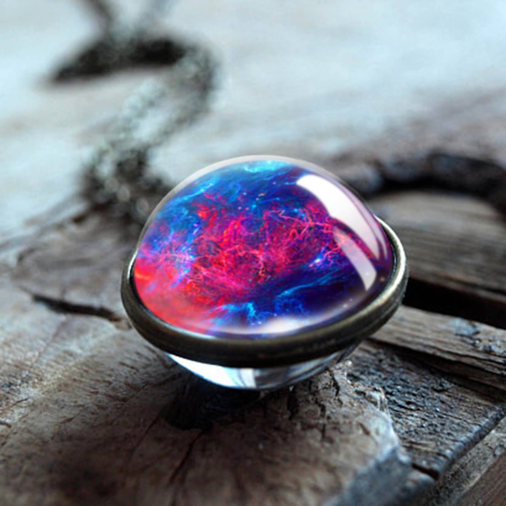 The Universe Glass Art Necklace - Floral Fawna