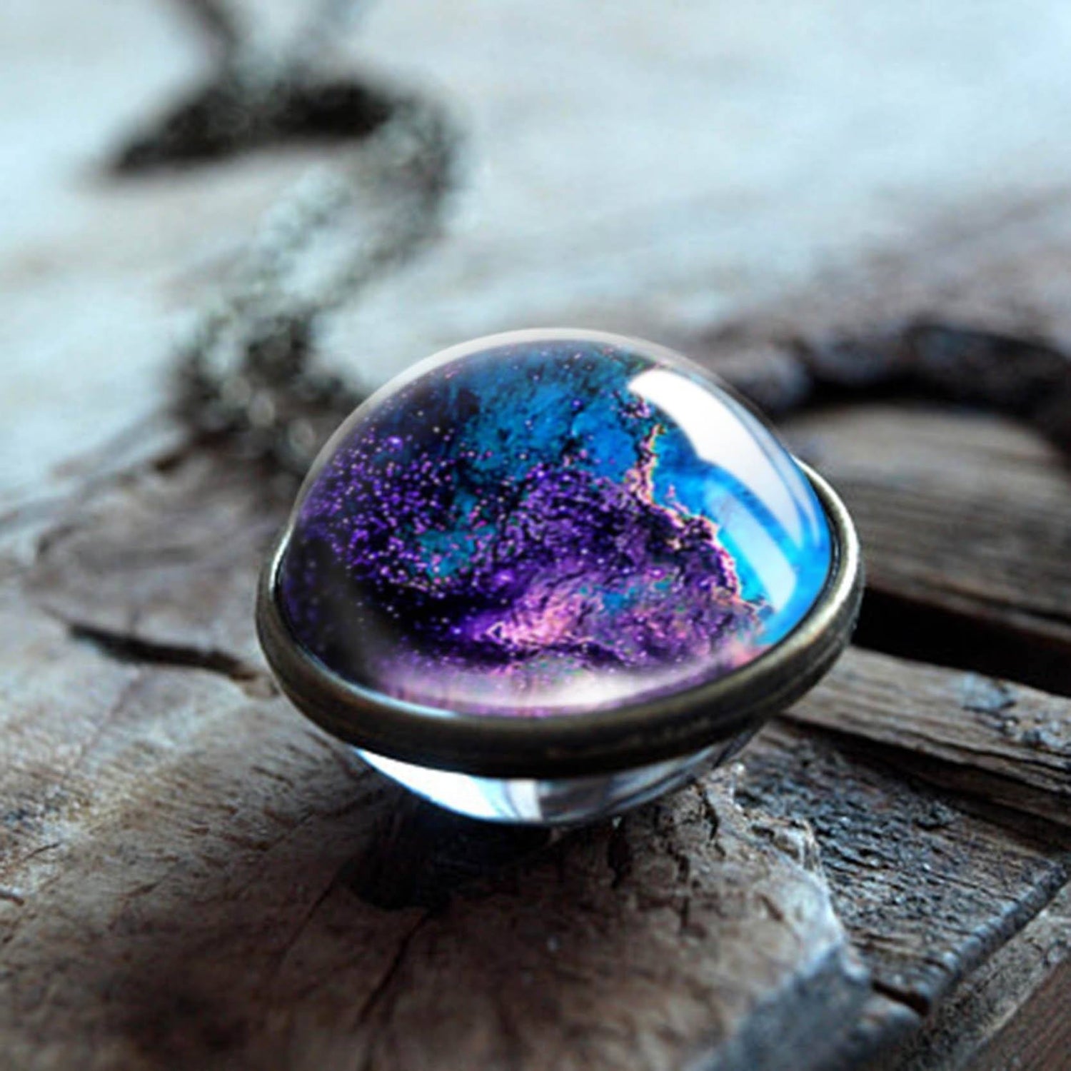 The Universe Glass Art Necklace - Floral Fawna