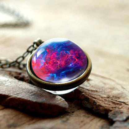 The Universe Glass Art Necklace - Floral Fawna