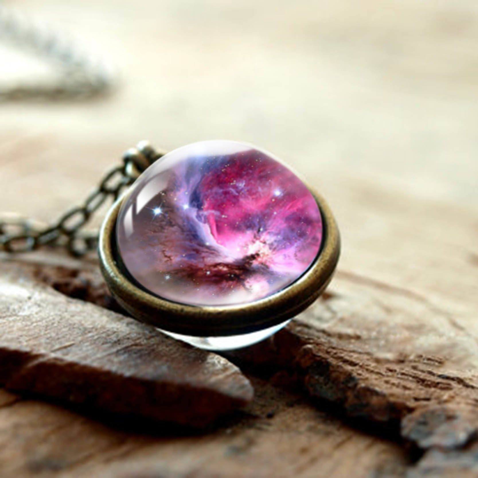 The Universe Glass Art Necklace - Floral Fawna