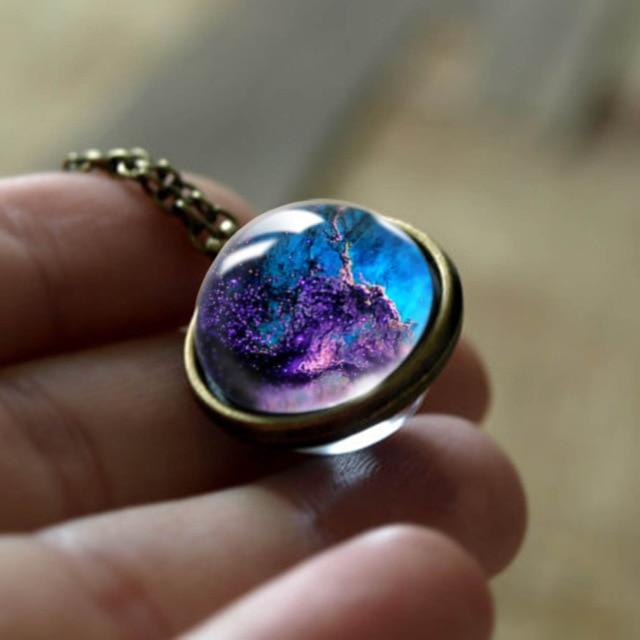 The Universe Glass Art Necklace - Floral Fawna