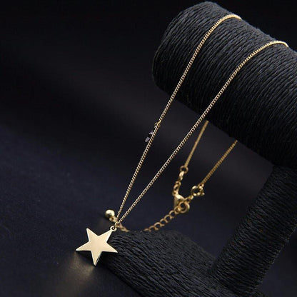 Three Layers Stars &amp; Moon Necklace - Floral Fawna