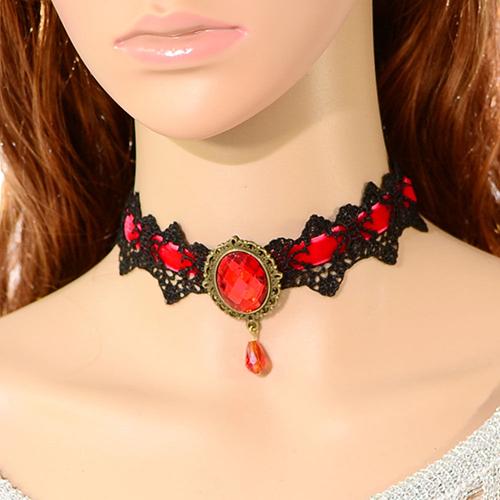 Victorian Gothic Lace Crystal Choker - Floral Fawna