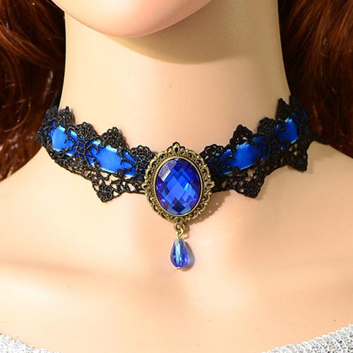 Victorian Gothic Lace Crystal Choker - Floral Fawna