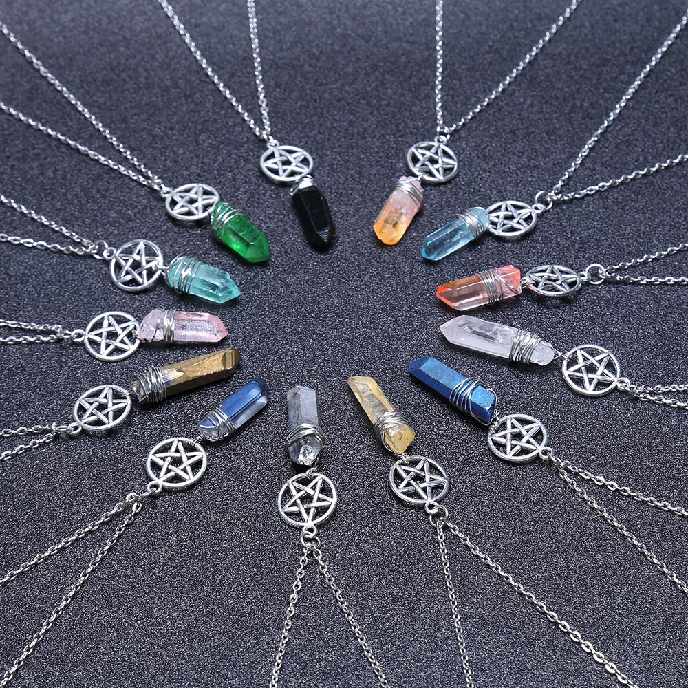 Wicca Charm &amp; Aura Quartz Necklace - Floral Fawna