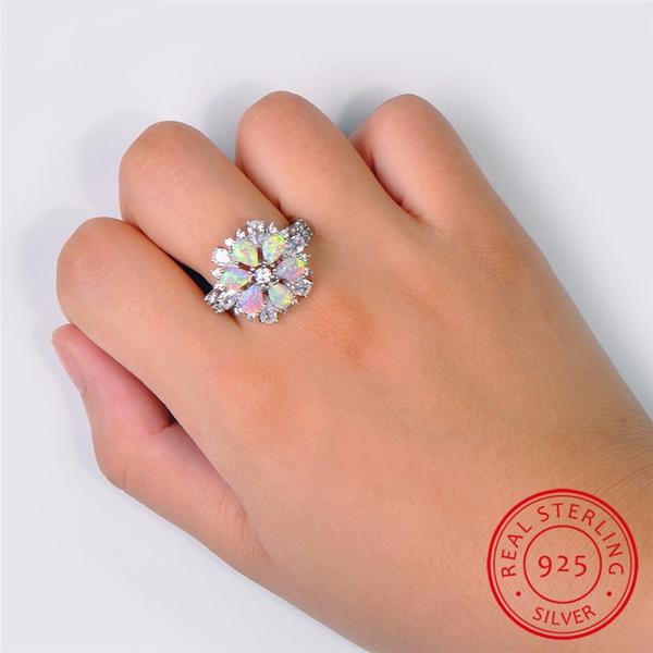Pink Fire Opal Flower Ring - Floral Fawna