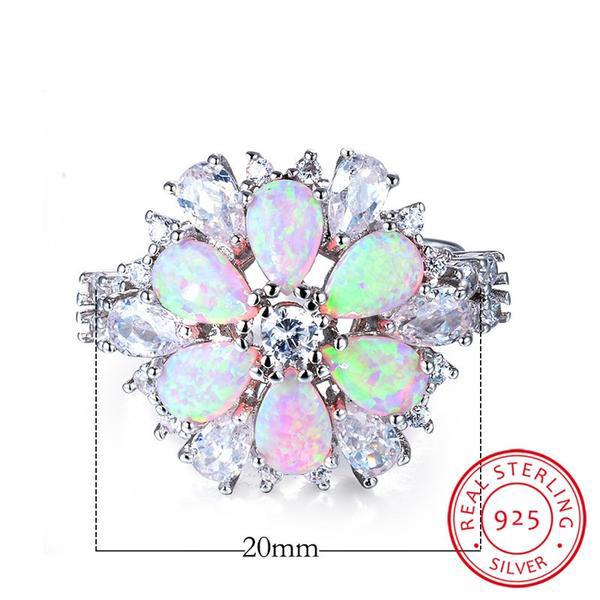 Pink Fire Opal Flower Ring - Floral Fawna