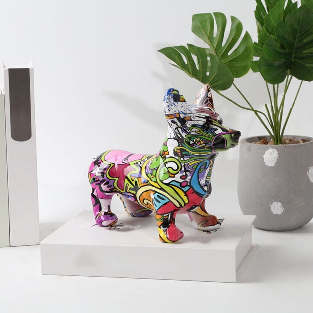 Abstract Corgi Sculpture - Floral Fawna